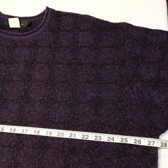 Bugatchi Uomo Sweater Men XL Purple Wool Blend Crewneck Subtle Checkered Pattern - Picture 8 of 8